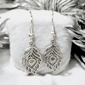 5 For $25💫Silver Peacock Feather Dangles